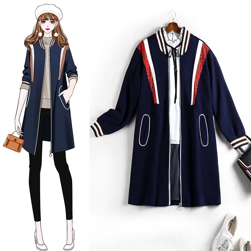 

Women's plus Size Casual Jacket Mid-Length Loose Baseball Uniform