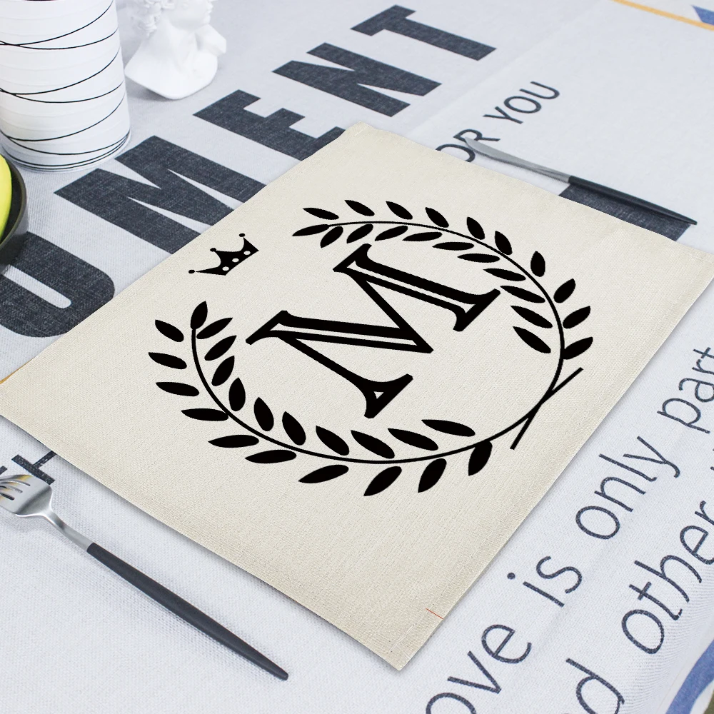 42*32cm Geometric Letter Placemats Wedding Napkin Drink Coaster Linen Mat Table Mat Kitchen Home Supplies Placemat Pads for Cups - Цвет: CD32-13