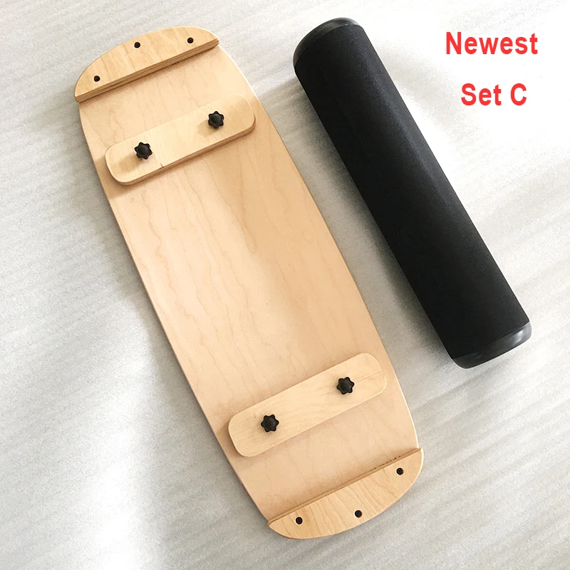 Wooden Balance Board Yoga Twisting Fitness Balance Plate Core Workout For Abdominal Waist Legs Muscles Roller- Board Balancing