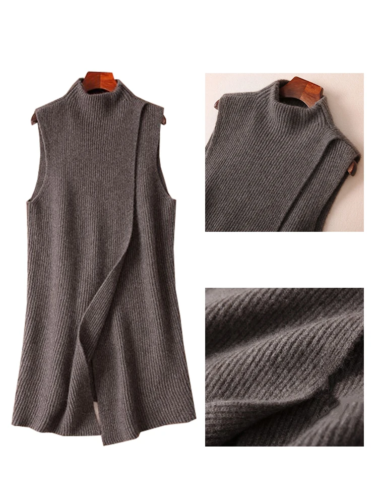 2020 осень и зима Новый кашемировый вязаный жилет женский средней длины Свободный