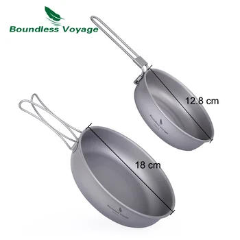 Boundless Voyage 티타늄 프라이팬 캠핑 접시, 접이식 손잡이, 초경량 피크닉 요리 키트, 프라이팬 철판 식기