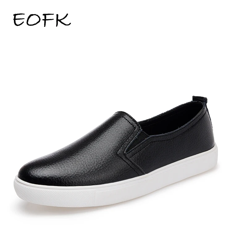 Mocasines planos de cuero sin cordones para mujer, zapatos informales cómodos de punta redonda, para verano.