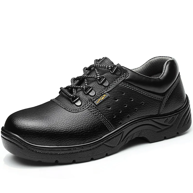 men leisure breathable steel toe covers working safety shoes worker tooling security shoe summer soft leather safe boots protect