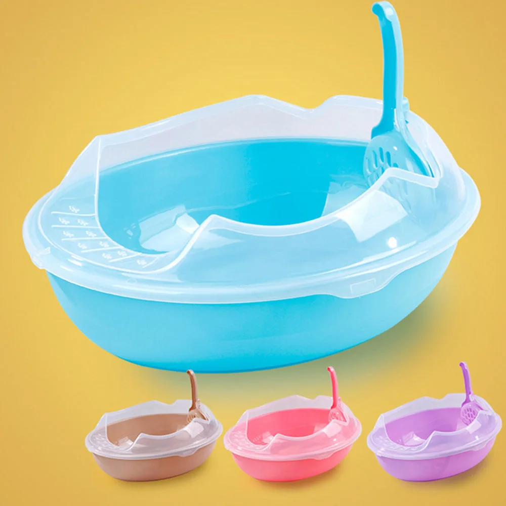 

Semi-closed Cats Toilet Durable Restroom For Cats Sandbox Cat Anti-splash Toilet Training Cats Convenient Tray For Pet Random