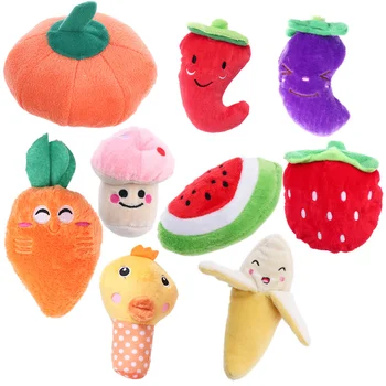 

9pcs Squeaky Fruits and Vegetables Cute Stuffed Plush Puppy Dog Toys for Small Dogs