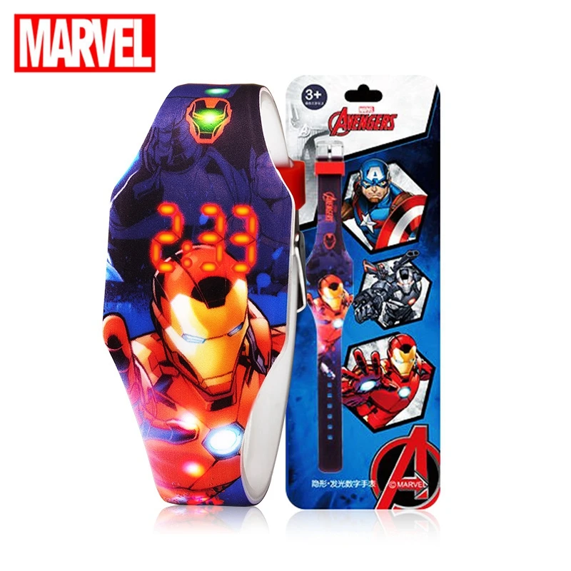 Цифровые часы Marvel Avengers для молодых мужчин светящийся светильник с силиконовым