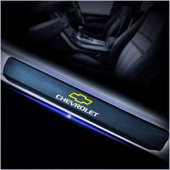 

Car Styling 4Pcs 3D carbon fiber Threshold Sticker for Chevrolet Captiva Colorado Cruze Spark Malibu Trax Door Pedal Accessories