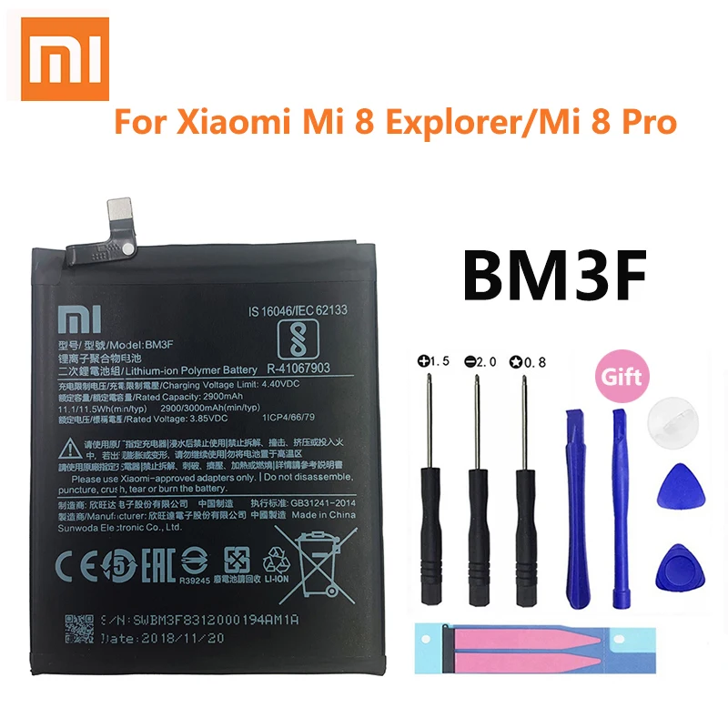 Xiao Mi Оригинальная батарея для телефона BM3F Xiaomi 8 Mi8 Explorer Pro прозрачная разведка