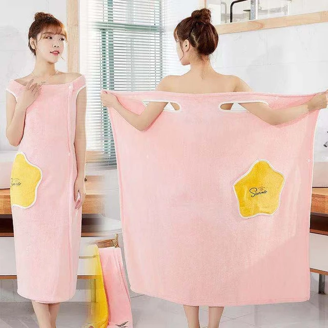 Bath Plush Soft Wearable Towel Dress Women Quick Dry Absorbent