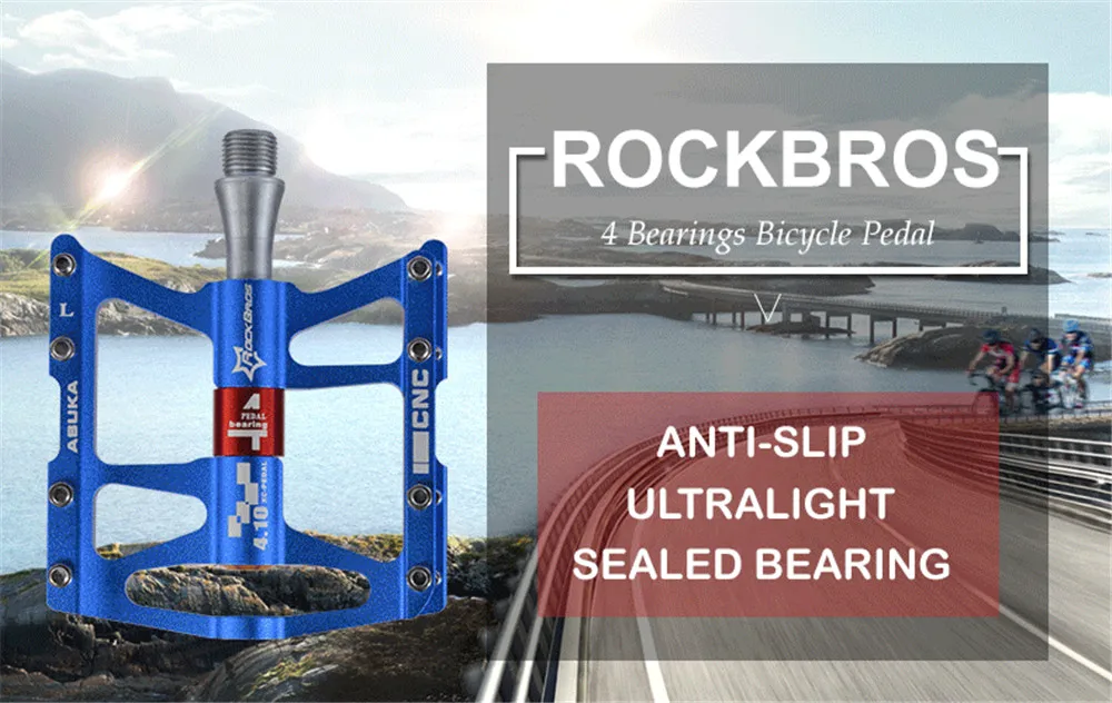ROCKBROS 4 подшипника педали для горного велосипеда велосипедные противоскользящие MTB педали сверхлегкие герметичные подшипники велосипедные педали запчасти для велосипеда