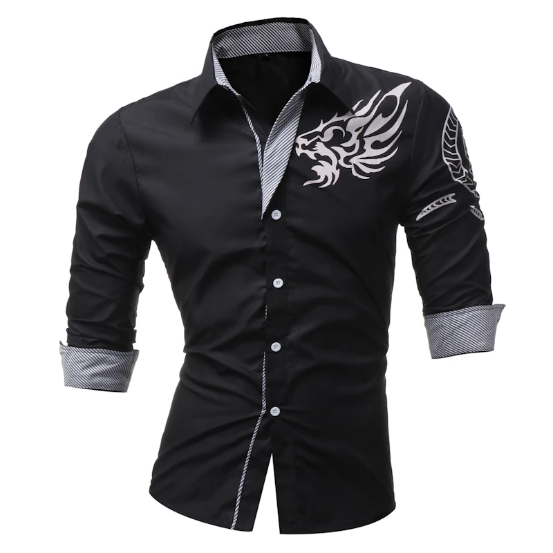 Новинка, мужская рубашка с длинными рукавами, драконы, мужская повседневная тонкая рубашка с отворотом, мужской качественный большой размер 4XL