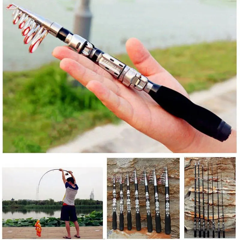 2020Portable Telescopic Mini Fishing Rod 1/1.2/1.5/1.7/1.9/2.1Meters Fishing Rod Fish Tackle For Outdoor River Sea Lake Fishing