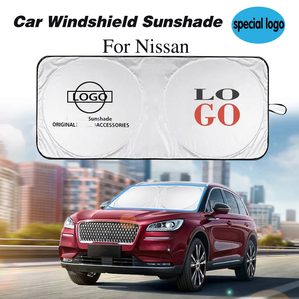 

Car Sun Shade Cover Logo Emblem Parasol Coche for Nissan Auto Windshield Sunshade Protector Front Window Sun Visor Blind Block