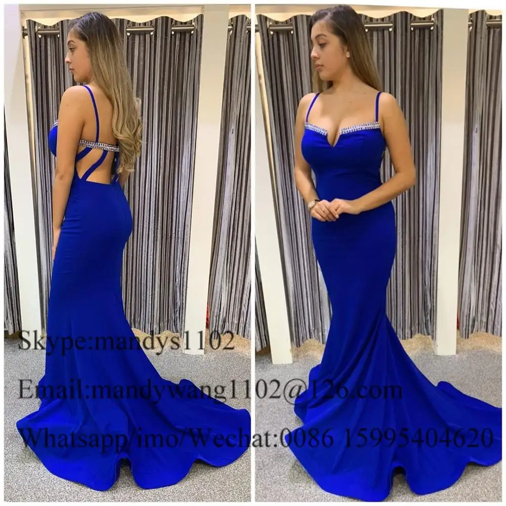 Mbcullyd королевский синий Русалка Выпускные платья Длинные блестящие кристалл вечернее платье для женщин Формальные Дубай Африканский Атлас - Цвет: Royal Blue