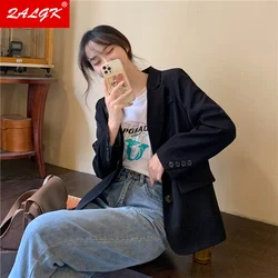 Jaqueta blazer feminino plus size terno 2021 outono novo estilo coreano fritos rua temperamento britânico moda roupas soltas do sexo feminino