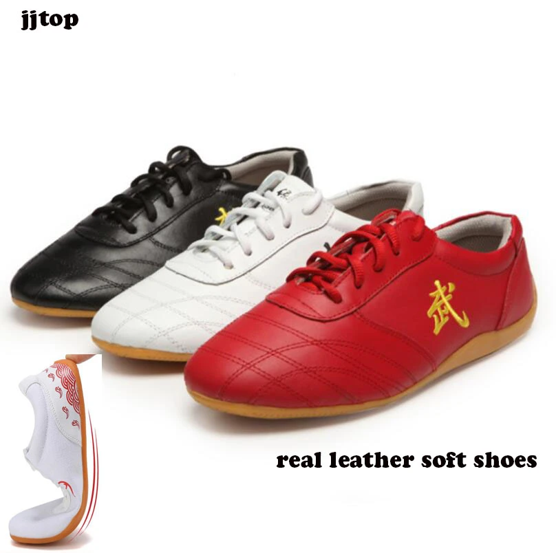 Zapatos de artes marciales de cuero real para hombre, mujer, niño y niña, zapatos chinos de Kung wushu, calzado deportivo antideslizante de Tai Chi - AliExpress