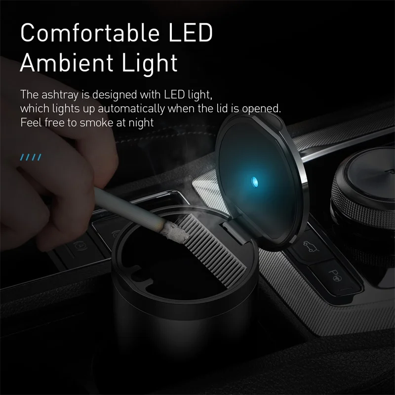 Car Ashtray LED Aluminum Alloy Ash Tray For Audi BMW Golf Cars Cup Holder Accessories