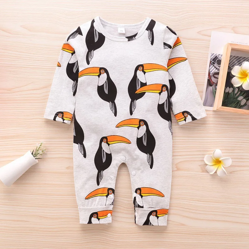 

Autumn Baby Romper Long Sleeve Boy Infant Baby Boys Long Sleeve Cartoon Birds Print Rompers Jumpsuit Kids Bodysuit