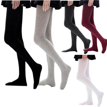 

KLV Women Winter Extra Long Cotton Thigh High Stockings Solid Color Elastic Rib Top Over the Knee Boot Socks Student Leg Warmers