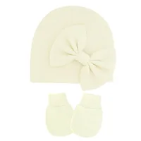 Baby Girl Hat Gloves Set Cotton Newborn Beanie for Girls Accessories Baby Cap Toddler Infant Bonnet Hats New Born Gift 4