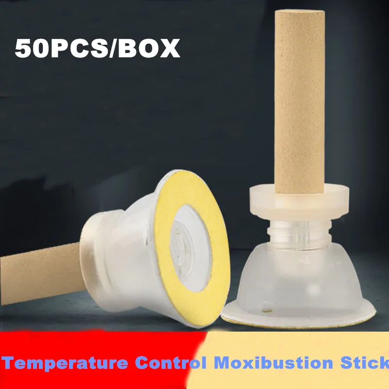 

50Pcs/Box Temperature Control Moxa Stick Thick Moxibustion Self-adhesive Acupuncture Massage Sticker Artemisia Holder Roller