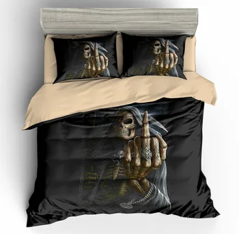 

Baobei 3d 2/3Pcs skull bedding set king size bohemian skull print duvet cover set with pillowcase queen bed best gift bedline