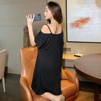 

Halter Backless Negligee Loose Clothes ONE-PIECE DRESS Modal Sleep Female Sleepshirt Summer Girl's Nightdress Lady's Nightdress