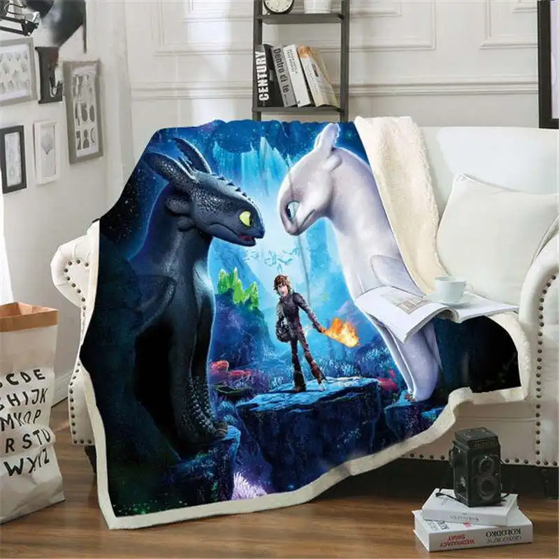 How to Train Your Dragon Watching Blanket Printed Double Velvet Home Sofa sherpa blanket Warm Fleece Camping Blanket Quilt Gift
