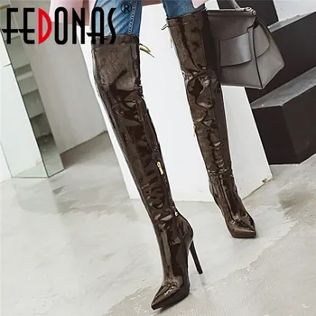 

FEDONAS Super High Heels Women Over The Knee Boots Pointed Toe Long Shoes Woman Winter Warm Punk Night Club Motorcycle Boots