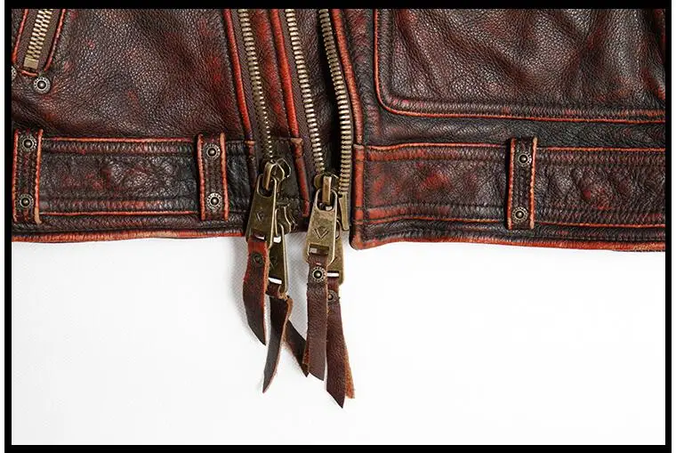 Винтажная коричневая американская мужская Байкерская кожаная куртка размера плюс XXXXL из натуральной толстой воловьей кожи, осенняя приталенная мотоциклетная куртка