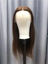 Peluca de cabello humano con encaje Frontal 13x6 para mujer, pelucas de cabello humano de color marrón prearrancado, brasileño, Remy, liso