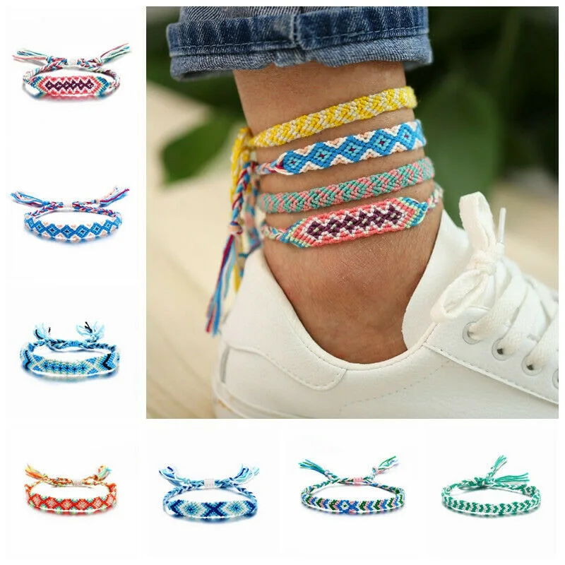 Fashion handmade woven anklet bohemian rope rope anklet women's beach bracelet on the leg charm girls foot jewelry Accessories Fashion handmade woven anklet bohemian rope rope anklet women's beach bracelet on the leg charm girls foot jewelry Accessories