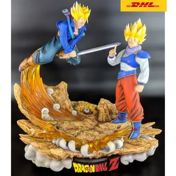 

Dragon Ball Z 1/6 GK Goku VS Future Torankusu Super Saiyaman Trunks Statue Resin Action Figure Collection Model Toys Y1178