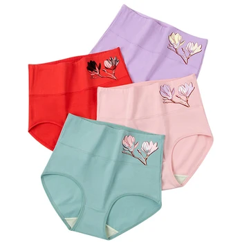 

Wormwood antibacterial 95% cotton high waist plus size women underwear cotton abdomen body shaping large size women's panties