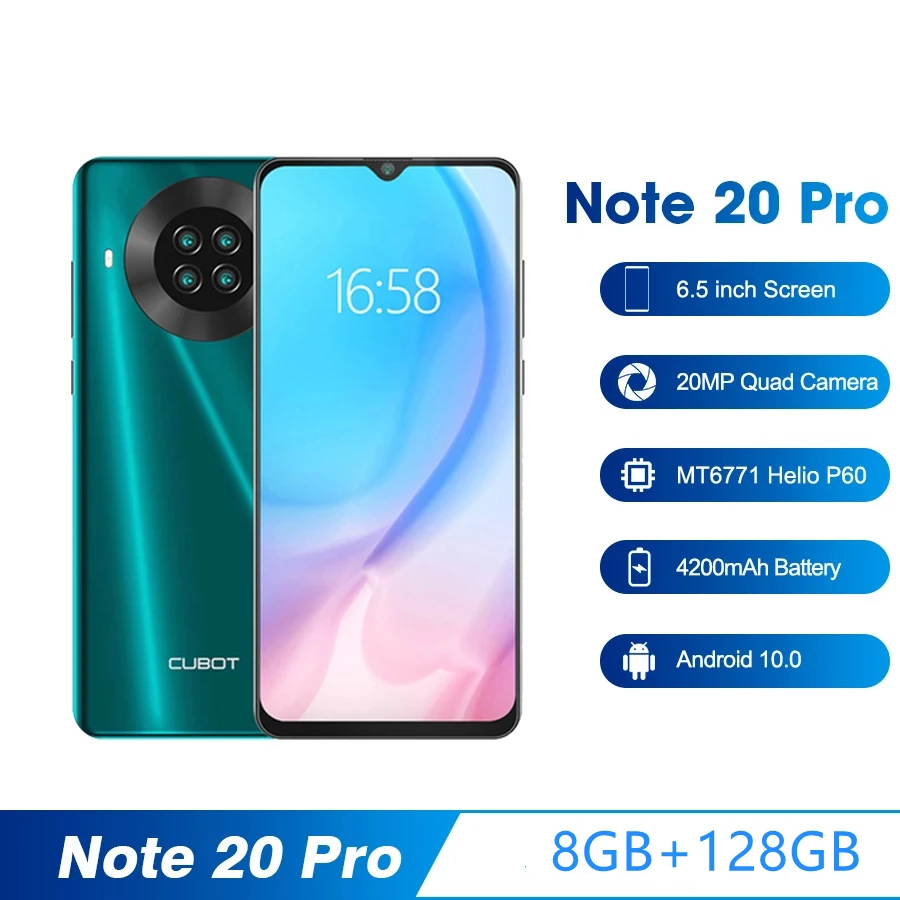 Cubot Note 20 Pro Smartphone 8gb 128gb 6 5 4200mah Android 10 Quad