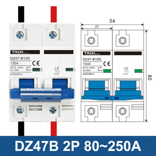 DC 12V 24V 48V 36V 72V MCB Battery Car Protector Mini Circuit Breaker DZ47 Positive And Negative Pole Protection Switch Isolator - Image 4