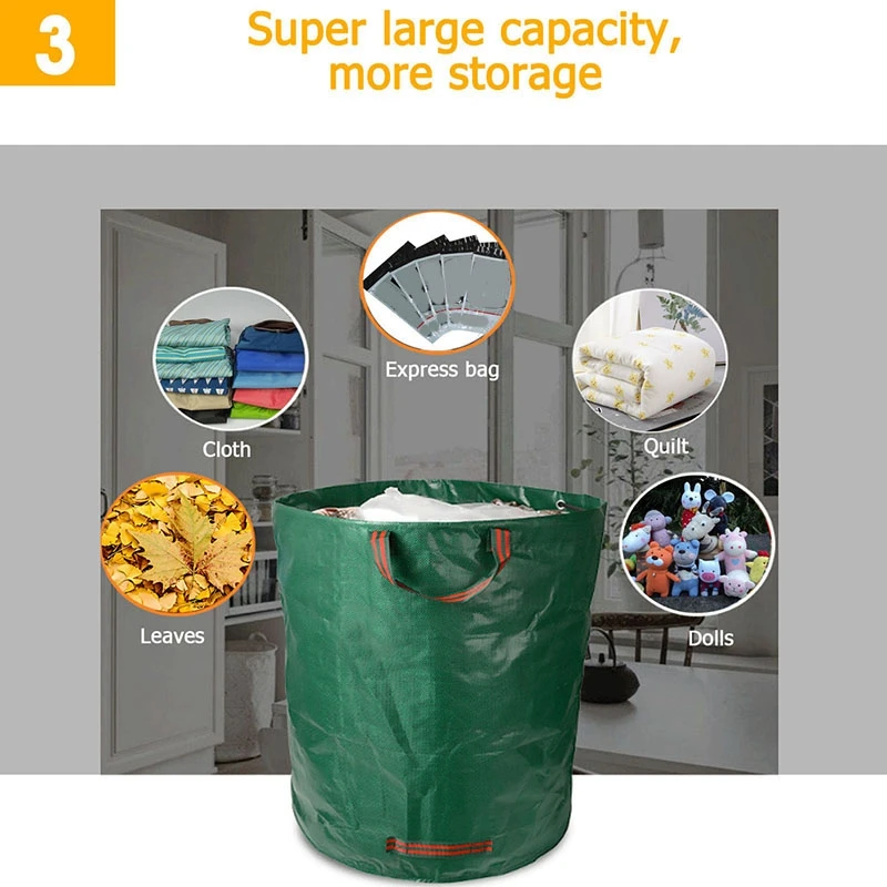 Large Capacity Heavy Duty Garden Waste Bags Durable Reusable Waterproof PP Yard Leaf Grass Container Storage