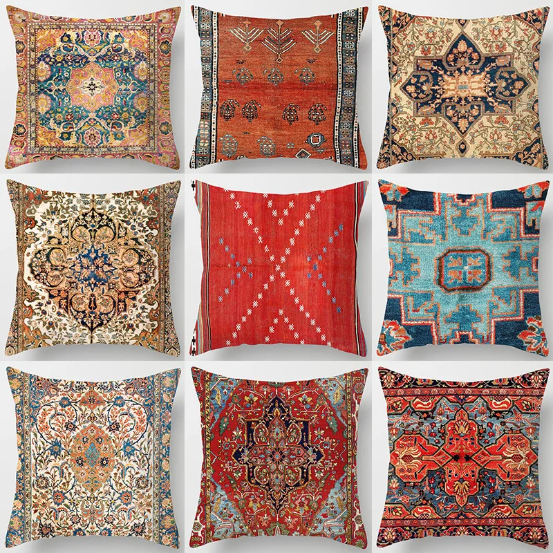 

Persia Carpet Print Throw Pillow Case Boho Persia Bohemia Cushion Covers for Home Sofa Chair Decorative Pillowcases