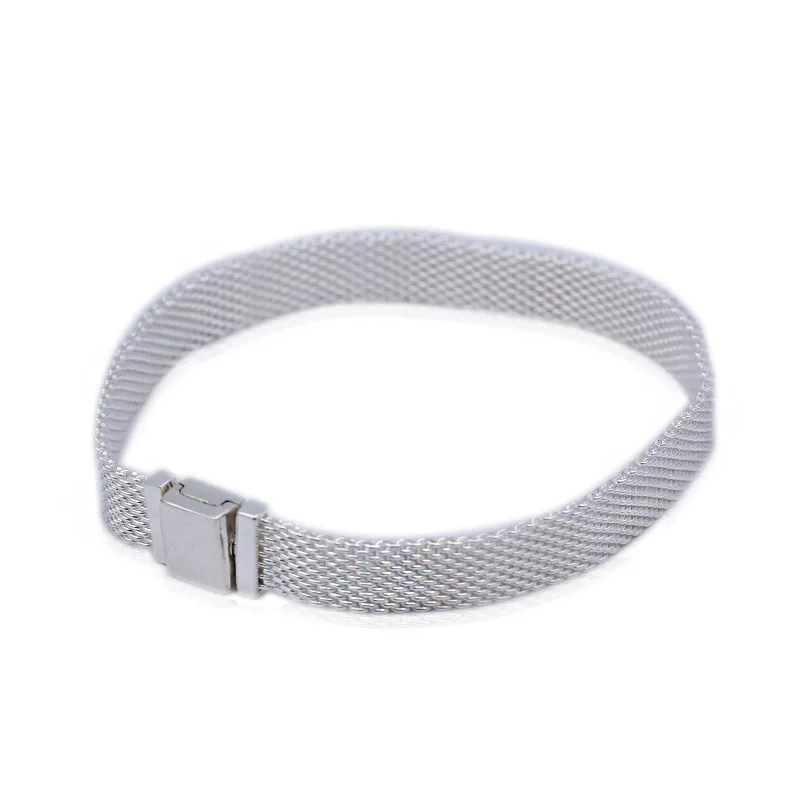Online 100% Echt 925 Sterling Silber Reflexionen Armbänder Armreifen Verschluss Clip Charme Passt Europäischen Marke Charme Perlen DIY Machen