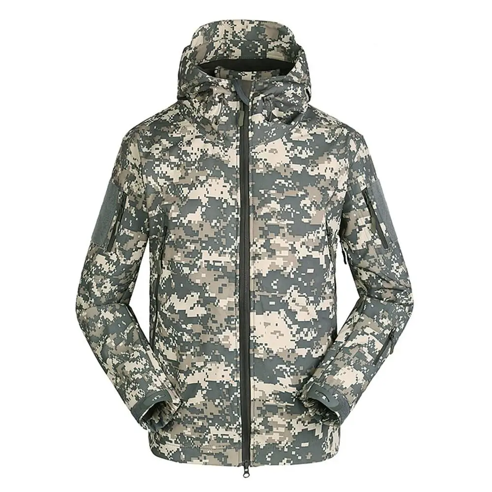 Green camouflage Военная Тактическая мужская куртка из кожи акулы, мягкая оболочка, водонепроницаемая ветрозащитная ветровка, износостойкая теплая куртка - Цвет: Green camouflage