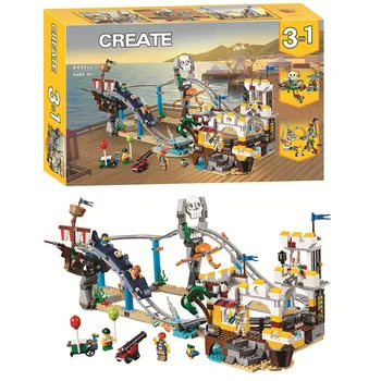 

New 11055 945pcs 3in1 Pirate Roller Coaster Bela Building Blocks Bricks Compatible Lepining City 31084 Building Kit Toys