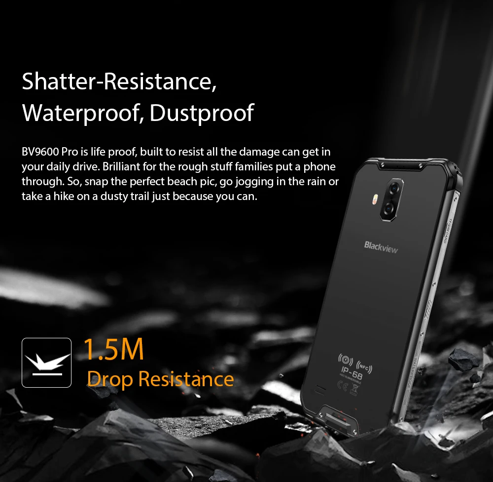 BLACKVIEW BV9600 Pro IP68 6GB+ 128GB смартфон 16MP Face ID 6,21 дюймов FHD+ Беспроводная зарядка NFC 4G Android 8,1 gps мобильный телефон