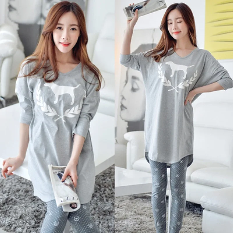 No. 17 style MS Autumn and winter cute pajamas set ladies large cartoon animal long sleeve suit women's pajamas home suit women's pajamas new - Цвет: No. 17 style