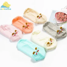 Милые хлопковые носки-башмачки карамельного цвета; женские носки-башмачки с рисунком собаки из мультфильма; повседневные удобные носки для девочек; сезон осень-зима