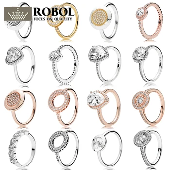 

PDB JZ 08 original 100% 925 Sterling Silver Ring with logo 100% 925 rose gold love elegant large zircon ring.