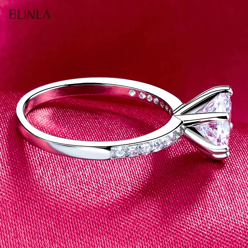 BLINLA, модные классические кольца с шестью когтями, AAA, циркониевые кольца для женщин, свадебные украшения, элегантное роскошное обручальное кольцо с кристаллами