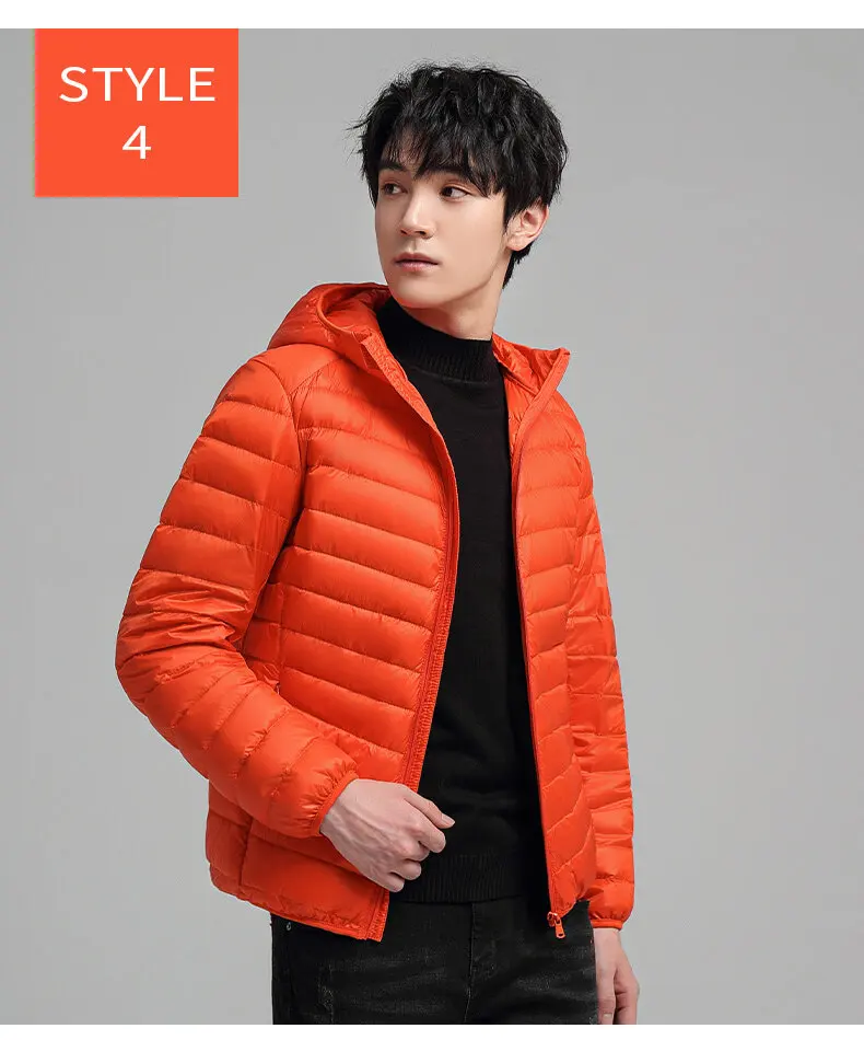 2021 Autumn Winter New Fashion Hooded Jacket Men's Lightweight Down Jacket Short Trend Casual All-match White Duck Down rab down jacket