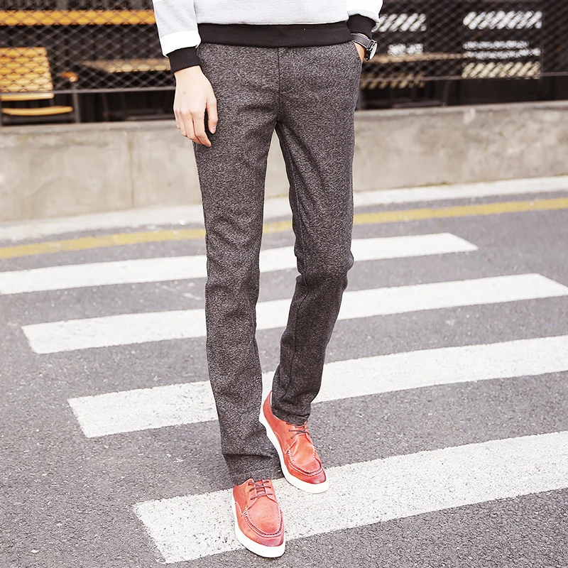 Black Grey Suit Pant Брендовые мужские узкие брюки корейские модные Лоскутные кожаные длинные брюки хлопковые льняные деловые повседневные брюки хип-хоп джоггеры - Цвет: Black Grey Suit Pant