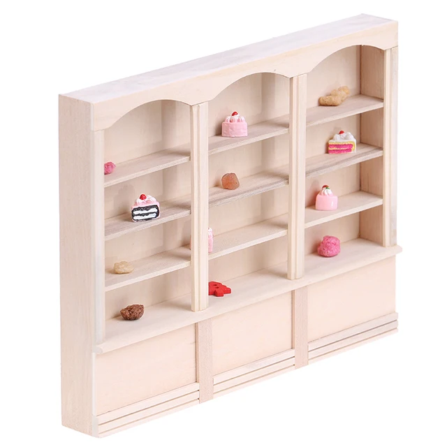 1/12 Dollhouse Miniature Bookcase Display Shelf Modern Style Doll House Furniture Toys 4