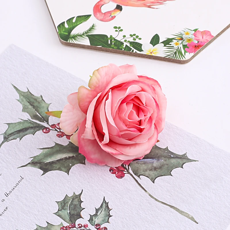 pçs artificial sike princesa rosa cabeças de flores para casa decoração de casamento diy scrapbook artesanato suprimentos flores falsas